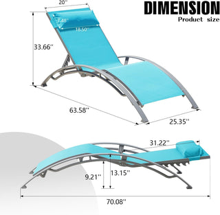 Sunvega Durable Textilene Fabric Chaise Lounge Chairs Set with Side Table