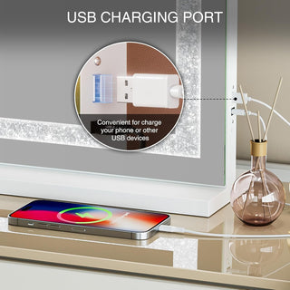 Sunvega 32x23 Inch Hollywood Vanity Mirror with Crystal Light Strip and 10X Magnification