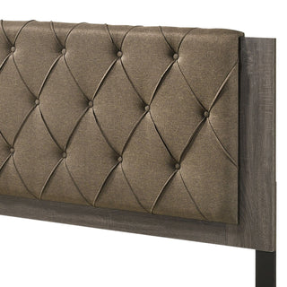 Sunvega Fabric Upholstered Button Tufted Panel Bed with Wooden Frame