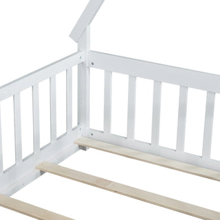 Sunvega Twin Tent Teepee Bed with Guardrails Slats and Door in Grey