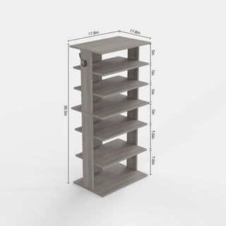 Sunvega 7-Tier Vertical Shoe Storage Organizer with Hooks for Entryway
