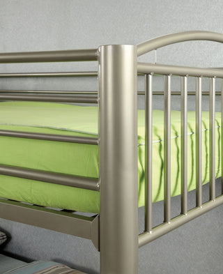 Sunvega Contemporary Metallic Gold Twin Over Twin Full Metal Bunk Bed with Movable Ladder