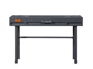 Sunvega Modern Industrial Cargo White Vanity Desk with Functional Storage Drawer