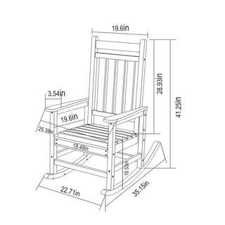 Sunvega All Weather-resistant Black Rocking Chair Set with Wood-Texture and Side Table
