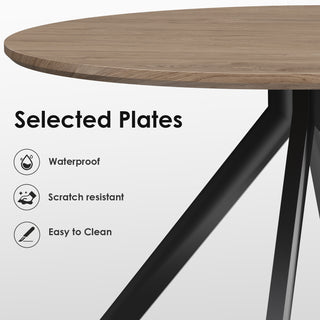 Sunvega 47.2 Inch Solid Wood Round Dining Table with X-Shaped Pedestal Base for 4-6 People