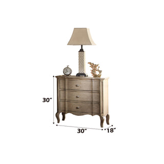 Sunvega Antique Tauge Finish Nightstand with Three Spacious Drawers and Wooden Cabriole Legs