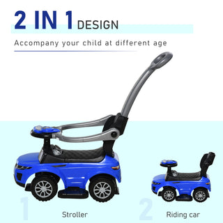 Sunvega 2 in 1 Toddler Push Car Stroller with Horn Music Light and Secure Bar