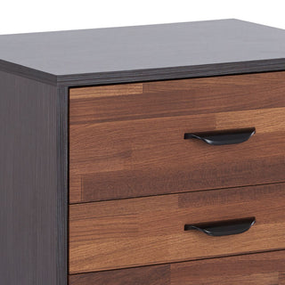 Sunvega Contemporary Eloy White and Black Finish Accent Night Table with 3 Drawers