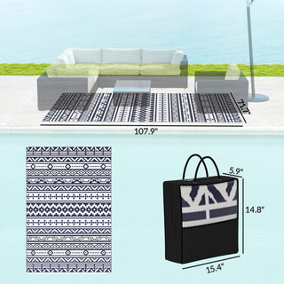 Sunvega Reversible Outdoor Rug with Protective Coating and Strap Stakes for Patio
