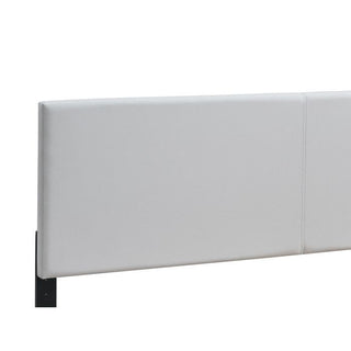 Sunvega White Faux Leather Upholstered Queen Bed with Adjustable Headboard