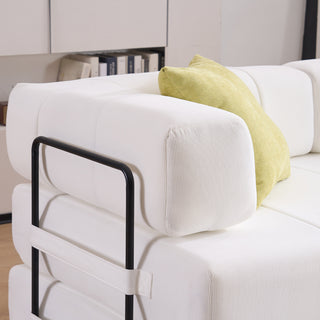 Sunvega High Quality Corduroy Folding Sofa Bed with 2 Pillows and Foam Spring Mattress