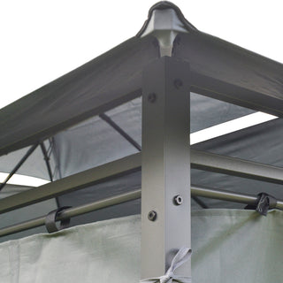 Sunvega 10 x 13 Outdoor Gazebo Canopy Shelter with Vented Roof and Sage Gray Curtains
