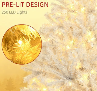 Sunvega Pencil Artificial Xmas Tree with Faux Snow Flocked Full Branch Tips Flame-retardant