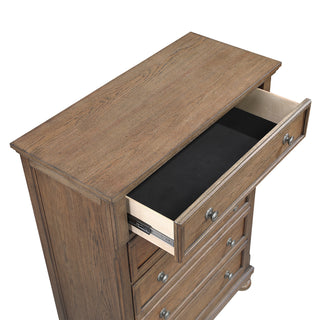 Sunvega Antique Brown Finish Nightstand with Hidden Drawer and Bun Feet