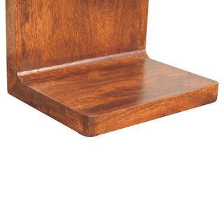 Sunvega Solid Mango Wood Chestnut Bedside Table with Drawer and Open Shelf