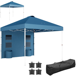 Sunvega 10x10 ft American Flag Print Party Tent with Adjustable Height and Sidewall