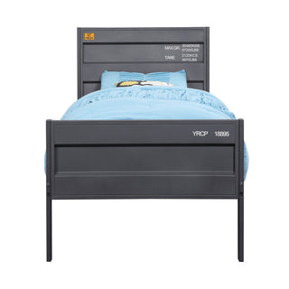 Sunvega Gunmetal Cargo Container Themed Full Platform Bed with Panel Headboard