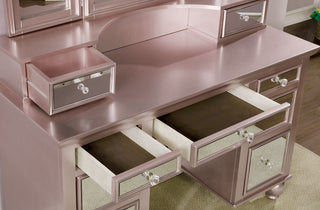 Sunvega Rose Gold Finish Transitional Vanity Set with 3-Sided Mirror and Storage