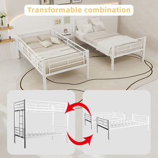 Sunvega Sturdy Metal Twin over Twin Bunk Bed with Safety Guardrail and Noise Reduced