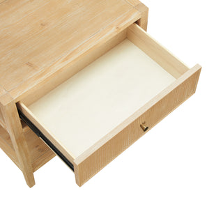 Sunvega Fleur Natural 1-Drawer Nightstand with Spacious Storage and Gold Pull
