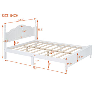 Sunvega Retro Style Solid Wood Platform Bed Frame with Slat Support for Full Size Mattress
