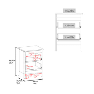 Sunvega White Nightstand with Two Smooth-Glide Drawers for Bedroom Storage