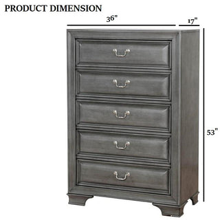 Sunvega Transitional Gray Finish Chest with English Dovetail Drawers and Cedar Lining
