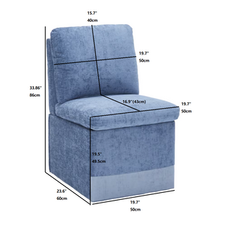 Sunvega Modern Linen Upholstered Armless Dining Chair with Storage and Casters
