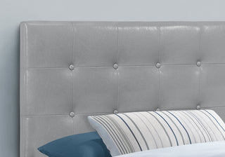 Sunvega Twin Size Upholstered Headboard in Grey Leather Look Fabric for Bedroom