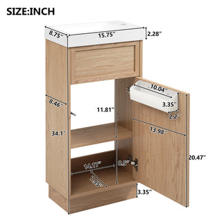 Sunvega 15.75" Small Bathroom Vanity with Reversible Resin Sink and Push-to-Open Door