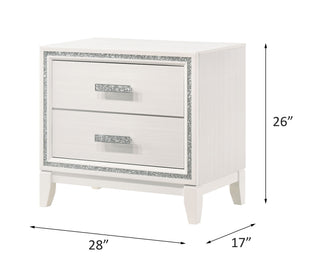 Sunvega Elegant White Finish Nightstand with Two Spacious Storage Drawers