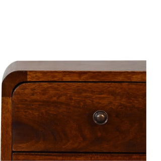 Sunvega Solid Mango Wood Nightstand with 2 Drawers and Curved Edges