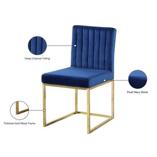 Sunvega Sturdy and Durable Velvet Upholstered Dining Chair with Gold Accent