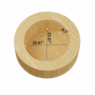 Sunvega MDF Modern Circular Coffee Table with Concealed Storage and Stripe Design