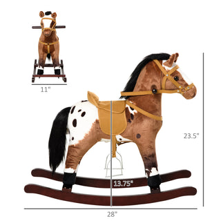 Sunvega Kids Plush Rocking Horse Toy with Realistic Sounds and Metal Frame