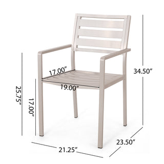 Sunvega Modern Aluminum Outdoor Dining Chairs with Open Slat Design (Set of 2)