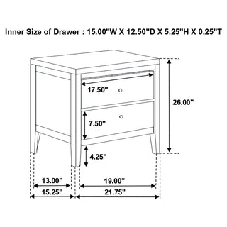 Sunvega Brown Espresso 2-Drawer Rectangular Nightstand with Sturdy Wooden Frame