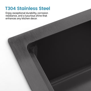 Sunvega Handcrafted 33x19 Inch Undermount Single Bowl Kitchen Sink Dark Gray