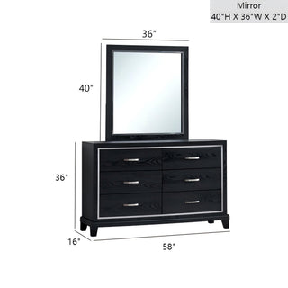 Sunvega Modern Black Nightstand with Two Drawers and Built-In AC USB Outlets