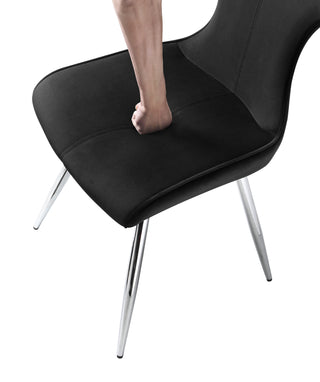 Sunvega Ultra Modern Dining Set of 2 Side Chairs with Black Velvet Upholstery