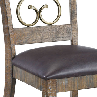 Sunvega Weathered Cherry Finish Bench with PU Leather Cushion and 16" Floor Clearance
