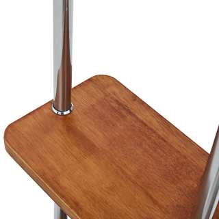 Sunvega Industrial Coat Rack with Solid Wood Shelves and Stainless Steel Frame for Coats Hats Bags Shoes