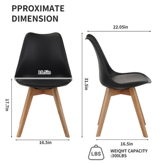 Sunvega Modern Style Dining Chairs with Wooden Legs and Thickened Cushion for Kitchen