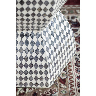 Sunvega Blue Capiz Inlay Tapered Hexagon Accent Stool for Bedrooms