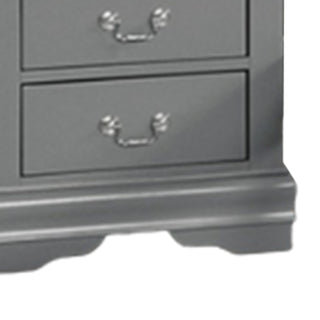 Sunvega Light Gray Solid Wood Nightstand with Two Drawers and Nickel Handles