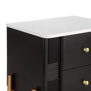 Sunvega Modern Nightstand with 2 Storage Drawers and Golden Metal Handles for Bedroom