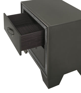 Sunvega Contemporary Nightstand with Sparkling Accent Band and Two Drawers