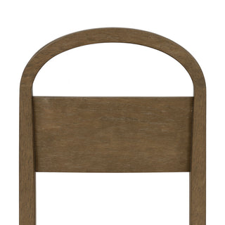 Sunvega Cocoa Finish Wood Arch Back Chair with White Sand Upholstered Seat