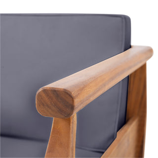 Sunvega Acacia Wood Club Chair with Water-Resistant Cushions for Patio