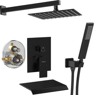 Sunvega High Pressure 10 Inch Rain and Handheld Shower System with Matte Black Finish